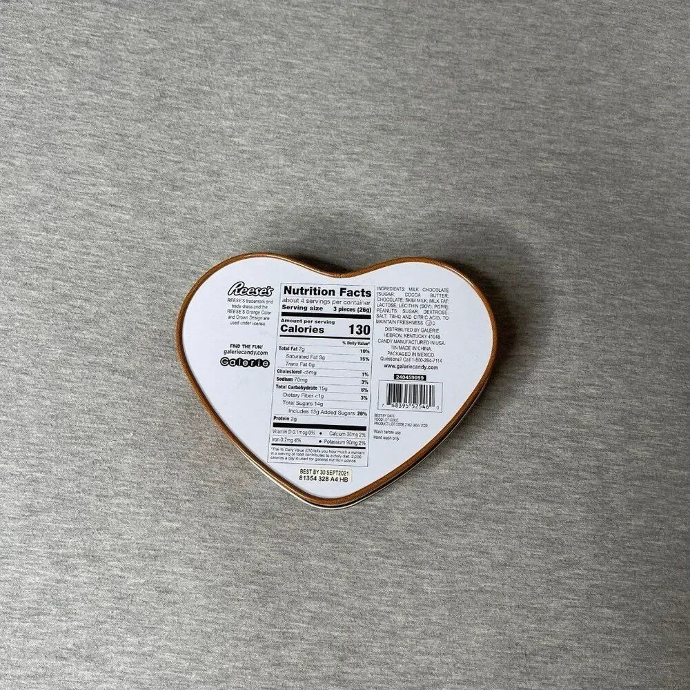 Reese's Peanut Butter Cup Football Heart Shaped Tin